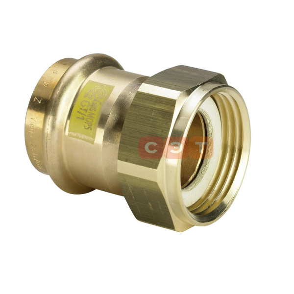 Муфта пресс-В 28х1 1/4 с накидной гайкой плоская прокладка бронза